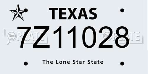 7Z11028 Texas License Plate