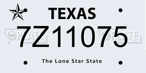 7Z11075 Texas License Plate