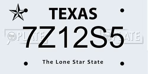 7Z12S5 Texas License Plate