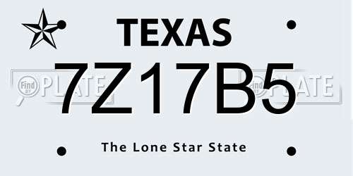 7Z17B5 Texas License Plate