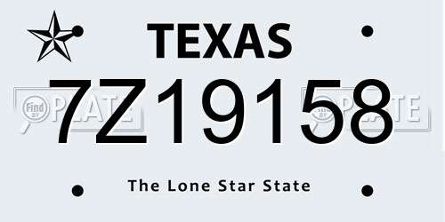 7Z19158 Texas License Plate