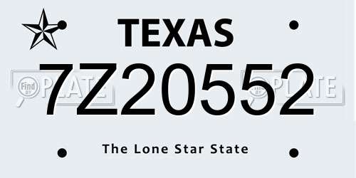 7Z20552 Texas License Plate