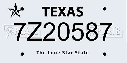 7Z20587 Texas License Plate