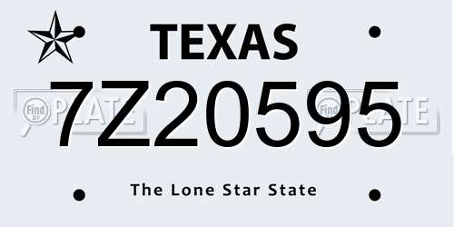 7Z20595 Texas License Plate