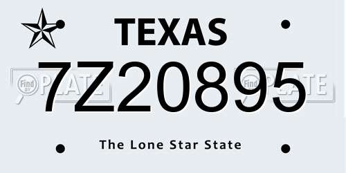 7Z20895 Texas License Plate