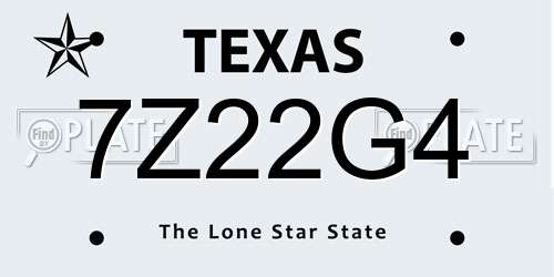 7Z22G4 Texas License Plate