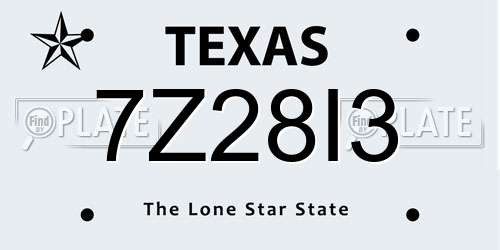 7Z28I3 Texas License Plate