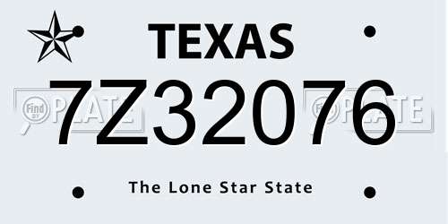 7Z32076 Texas License Plate