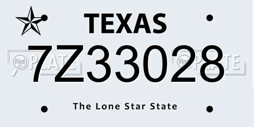 7Z33028 Texas License Plate
