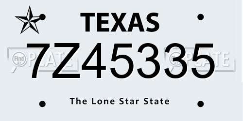 7Z45335 Texas License Plate