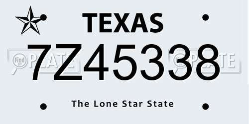 7Z45338 Texas License Plate