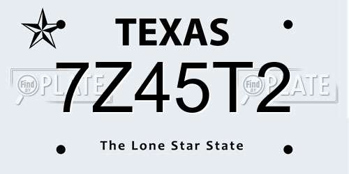 7Z45T2 Texas License Plate