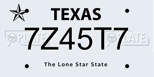 7Z45T7 Texas License Plate