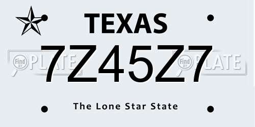 7Z45Z7 Texas License Plate