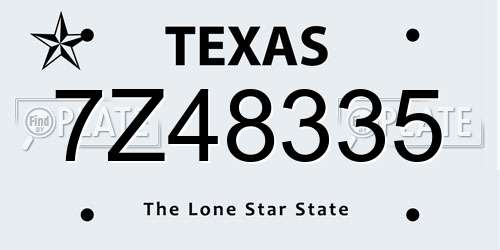 7Z48335 Texas License Plate
