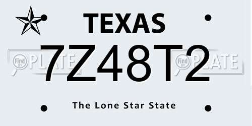 7Z48T2 Texas License Plate