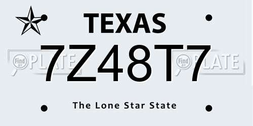 7Z48T7 Texas License Plate