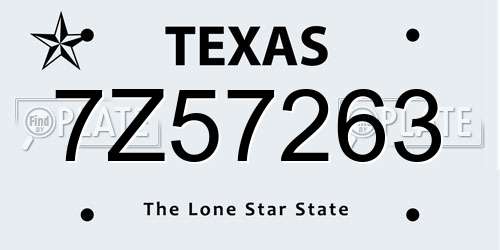 7Z57263 Texas License Plate