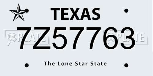 7Z57763 Texas License Plate