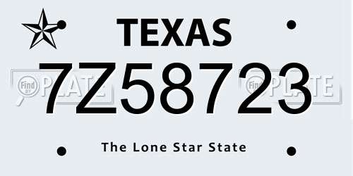 7Z58723 Texas License Plate