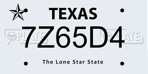 7Z65D4 Texas License Plate