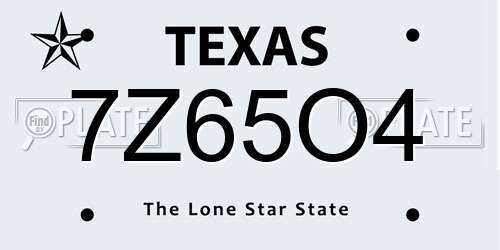 7Z65O4 Texas License Plate