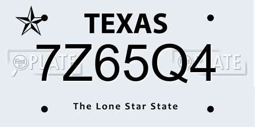 7Z65Q4 Texas License Plate