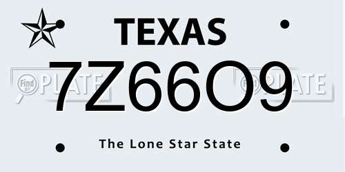 7Z66O9 Texas License Plate