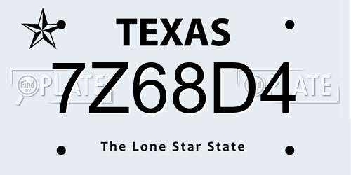 7Z68D4 Texas License Plate