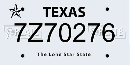 7Z70276 Texas License Plate