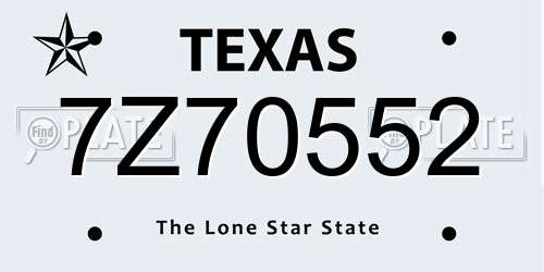 7Z70552 Texas License Plate