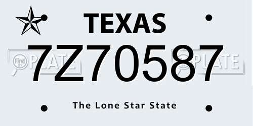 7Z70587 Texas License Plate