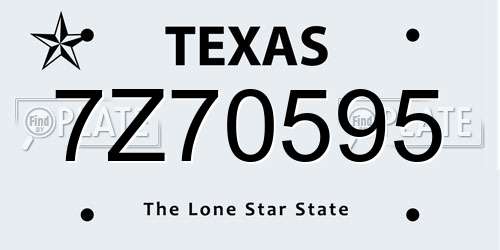 7Z70595 Texas License Plate