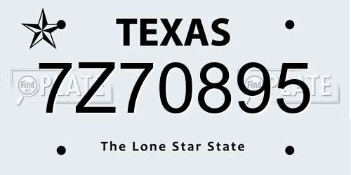 7Z70895 Texas License Plate