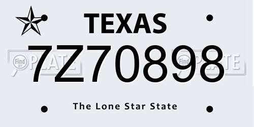 7Z70898 Texas License Plate