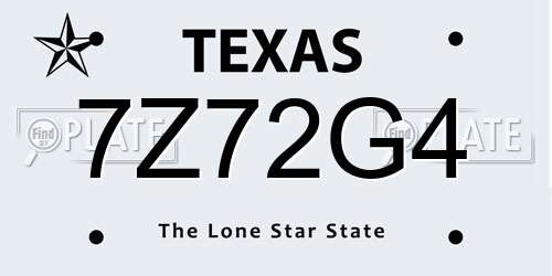 7Z72G4 Texas License Plate