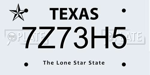 7Z73H5 Texas License Plate