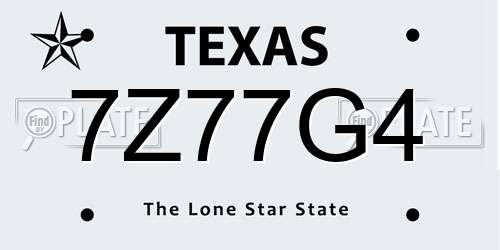 7Z77G4 Texas License Plate