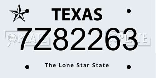 7Z82263 Texas License Plate