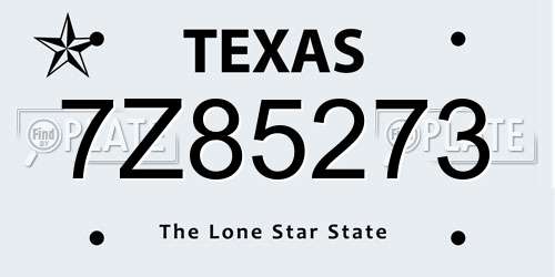 7Z85273 Texas License Plate