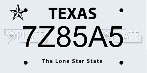 7Z85A5 Texas License Plate