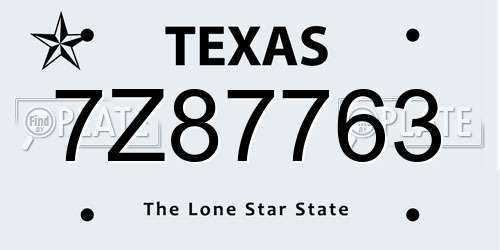 7Z87763 Texas License Plate