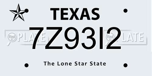 7Z93I2 Texas License Plate