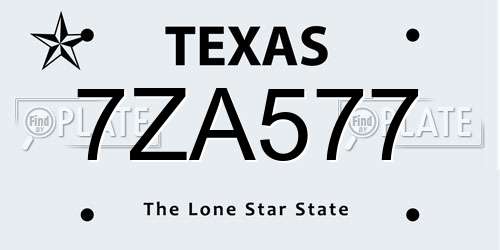 7ZA577 Texas License Plate