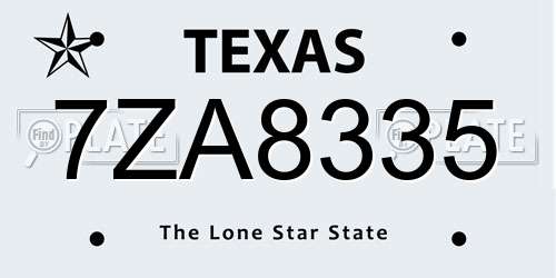 7ZA8335 Texas License Plate