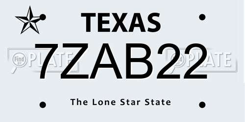 7ZAB22 Texas License Plate