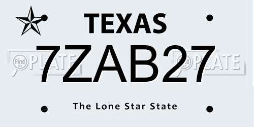 7ZAB27 Texas License Plate