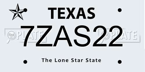 7ZAS22 Texas License Plate