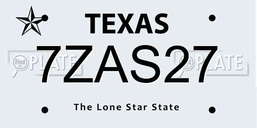 7ZAS27 Texas License Plate