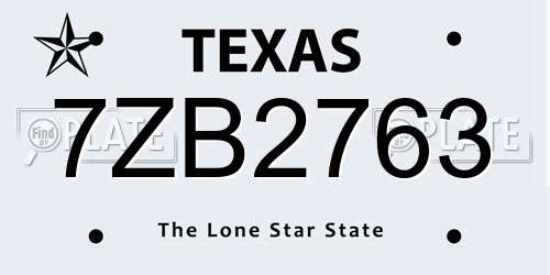 7ZB2763 Texas License Plate